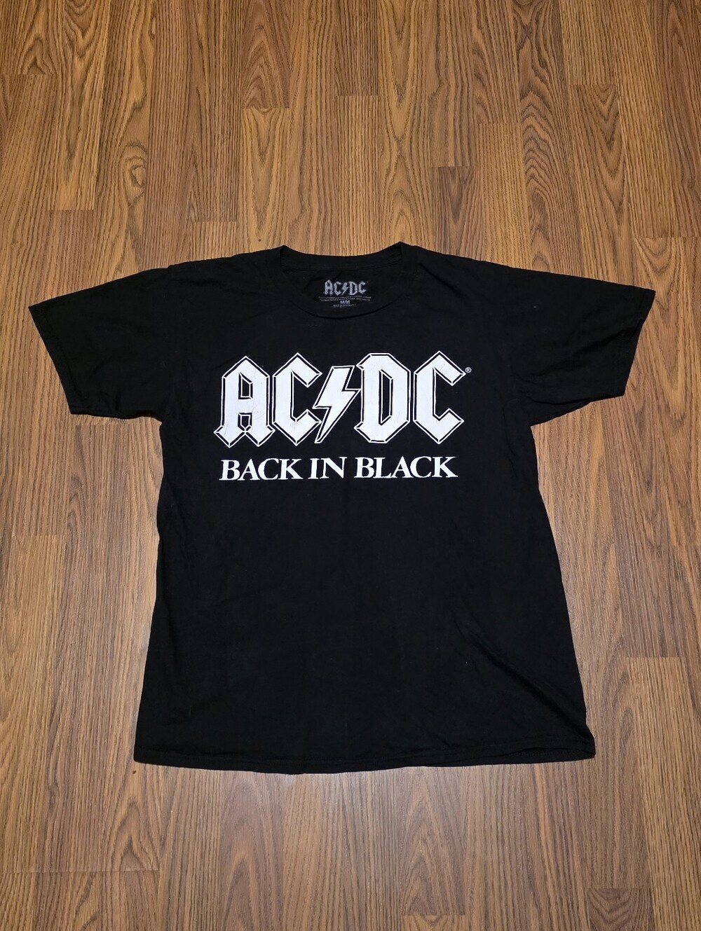 AC/DC Back In Black Band T-Shirt 2018 Graphic Rock Tee Black Mens Medium F71